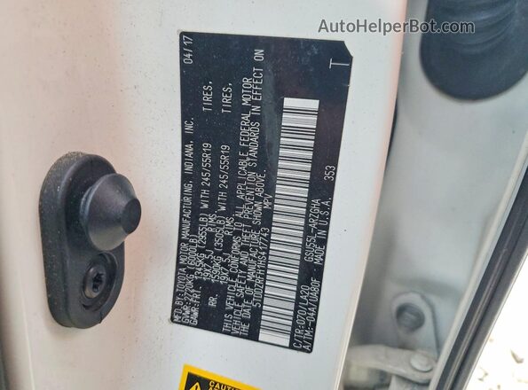 5TDDZRFH1HS417743 2017 TOYOTA HIGHLANDER White Սալոնի 360 աստիճան տեսք