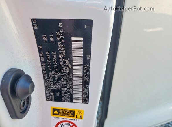 5TDDZRFH1JS871240 2018 TOYOTA HIGHLANDER White VIN კოდის სტიკერის ხედი