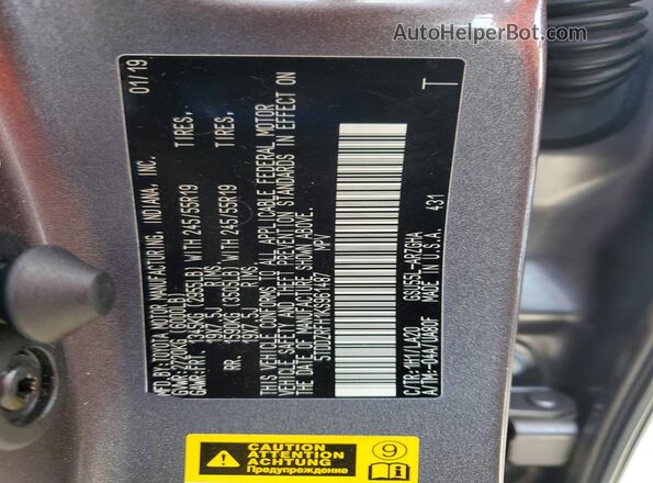 5TDDZRFH1KS961487 2019 TOYOTA HIGHLANDER Gray Շարժիչի բաժամունքի տեսք