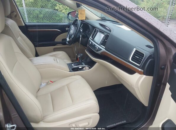5TDDZRFH5JS868745 2018 TOYOTA HIGHLANDER Brown Widok wnętrza z przodu