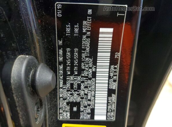 5TDDZRFH8KS960658 2019 TOYOTA HIGHLANDER Black VIN კოდის სტიკერის ხედი