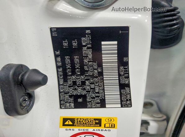 5TDDZRFH9JS831715 2018 TOYOTA HIGHLANDER White Widok komory silnika