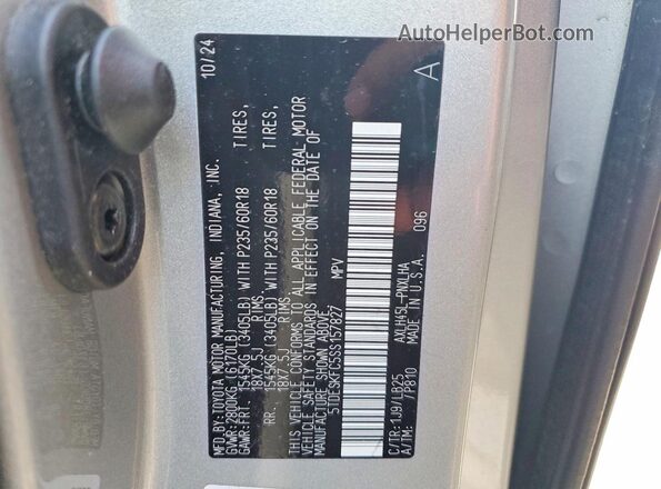 5TDESKFC5SS157827 2025 TOYOTA SIENNA Silver 