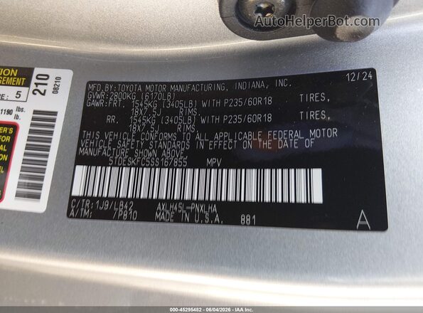 5TDESKFC5SS167855 2025 TOYOTA SIENNA Light Blue ძრავის განყოფილების ხედი