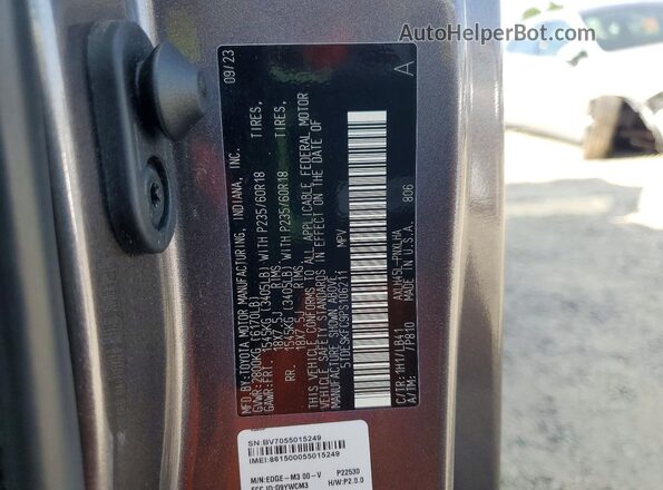 5TDESKFC9PS106211 2023 TOYOTA SIENNA Gray Vista de la etiqueta del VIN