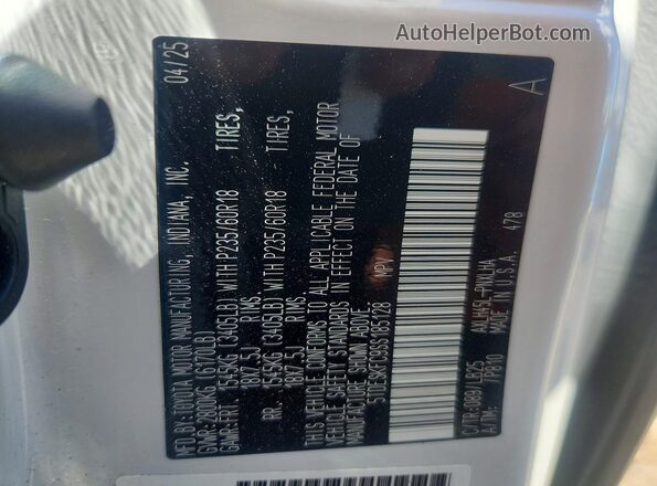 5TDESKFC9SS185128 2025 TOYOTA SIENNA White VIN კოდის სტიკერის ხედი