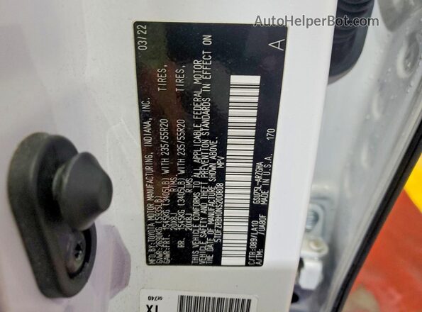 5TDFZRBH0NS200808 2022 TOYOTA HIGHLANDER White 