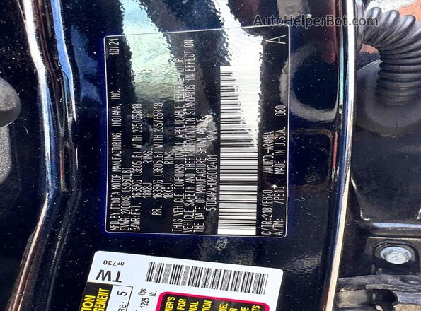 5TDGARAH0MS012401 2021 TOYOTA HIGHLANDER Черный Вид задних сидений
