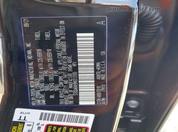 5TDGARAH9MS012090 2021 TOYOTA HIGHLANDER Black Панорамний вид салону 360°