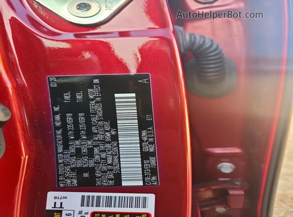 5TDGZRAH4LS506140 2020 TOYOTA HIGHLANDER Red Vista de la etiqueta del VIN