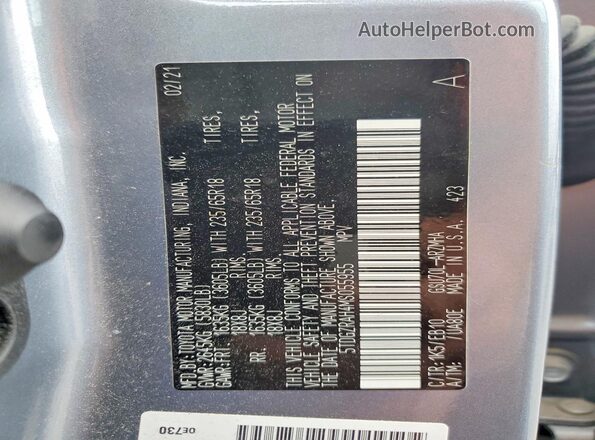 5TDGZRAH4MS055955 2021 TOYOTA HIGHLANDER Silver Vista interior de 360 grados