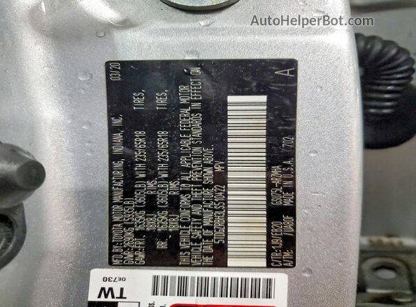5TDGZRBH3LS510422 2020 TOYOTA HIGHLANDER Серебряный Вид подкапотного пространства