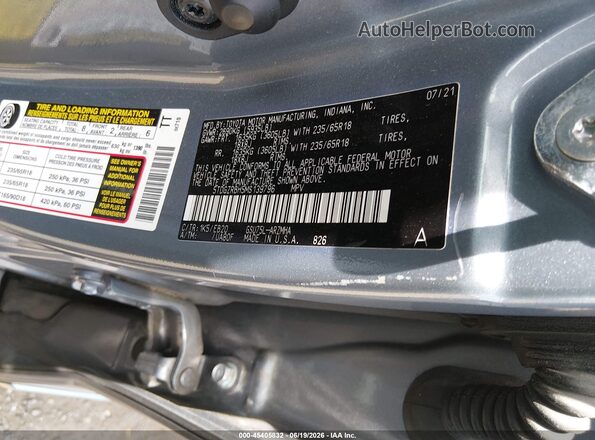 5TDGZRBH5MS139796 2021 TOYOTA HIGHLANDER Blue Շարժիչի բաժամունքի տեսք