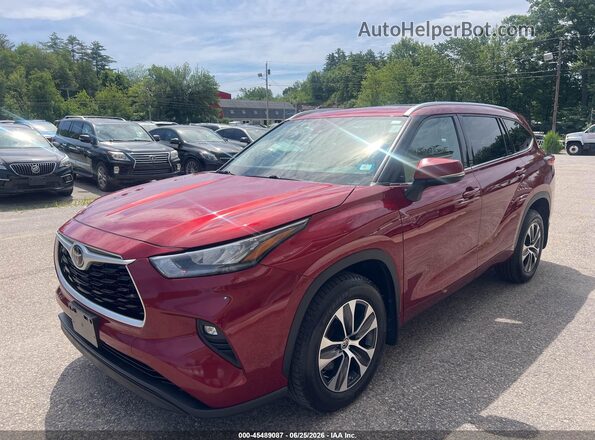 5TDGZRBH7LS030190 2020 TOYOTA HIGHLANDER Red წინა მარცხენა ხედი სამი მეოთხედიდან