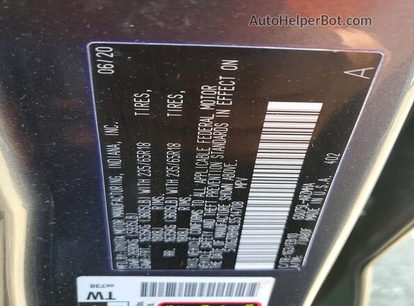 5TDGZRBH8LS514708 2020 TOYOTA HIGHLANDER Gray Widok naklejki z numerem VIN