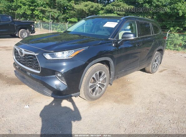 5TDGZRBHXLS504763 2020 TOYOTA HIGHLANDER Black წინა მარცხენა ხედი სამი მეოთხედიდან