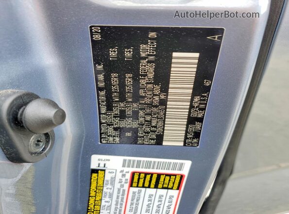 5TDHZRBH7LS046510 2020 TOYOTA HIGHLANDER Silver VIN sticker view