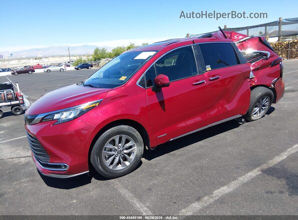 5TDJRKEC2MS068814 2021 TOYOTA SIENNA Red წინა მარცხენა ხედი სამი მეოთხედიდან