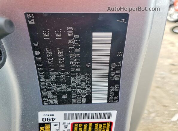 5TDJRKEC4SS261320 2025 TOYOTA SIENNA Серебряный Вид наклейки с VIN-кодом