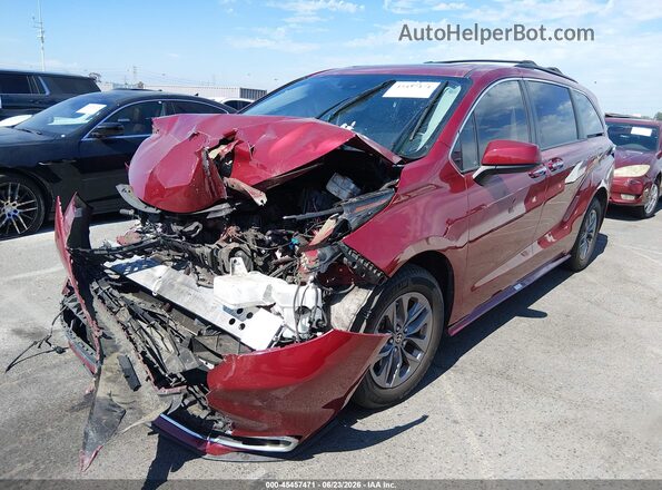 5TDJRKEC6NS090168 2022 TOYOTA SIENNA Red წინა მარცხენა ხედი სამი მეოთხედიდან