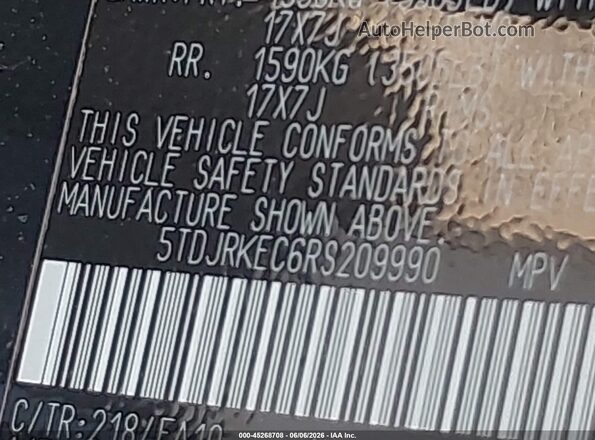 5TDJRKEC6RS209990 2024 TOYOTA SIENNA Черный Вид подкапотного пространства