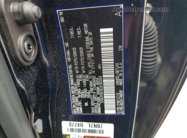 5TDJY5G19JS165004 2018 TOYOTA SEQUOIA Black Вид наклейки з VIN-кодом