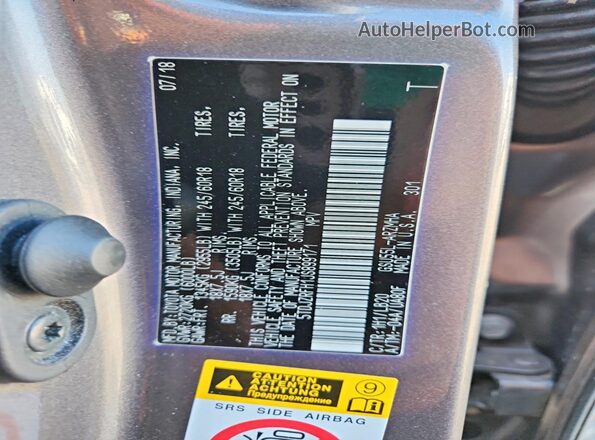 5TDJZRFH1JS899171 2018 TOYOTA HIGHLANDER Gray VIN sticker view