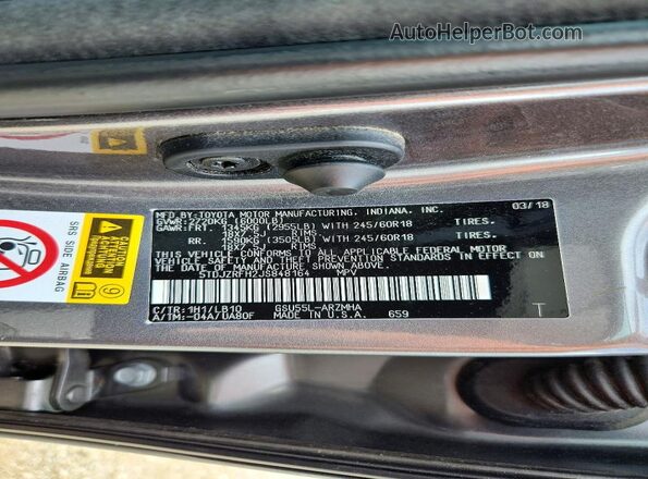 5TDJZRFH2JS848164 2018 TOYOTA HIGHLANDER Silver VIN sticker view