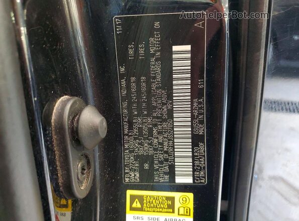 5TDJZRFH4JS527050 2018 TOYOTA HIGHLANDER Black Vista de la etiqueta del VIN