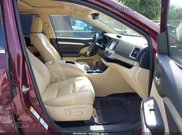 5TDJZRFH4JS882610 2018 TOYOTA HIGHLANDER Красный Вид салона спереди