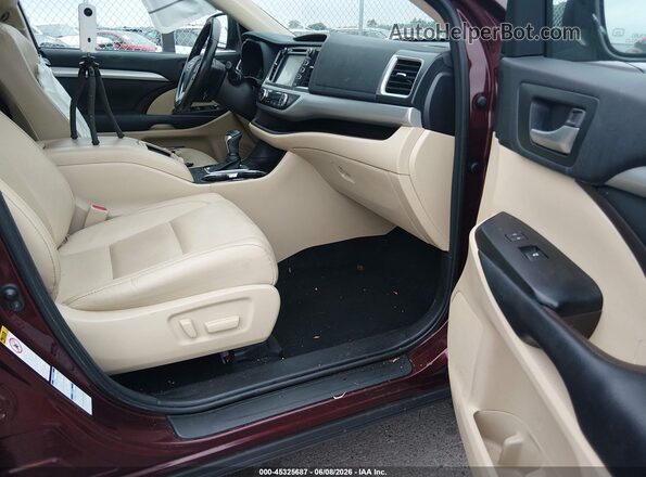 5TDJZRFH5JS813196 2018 TOYOTA HIGHLANDER Burgundy Widok wnętrza z przodu