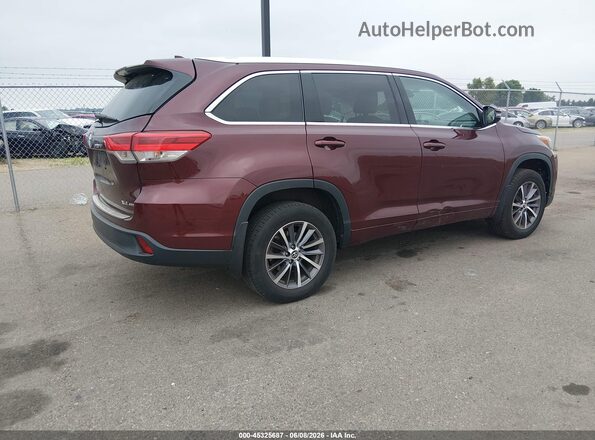 5TDJZRFH5JS813196 2018 TOYOTA HIGHLANDER Burgundy Tył prawy