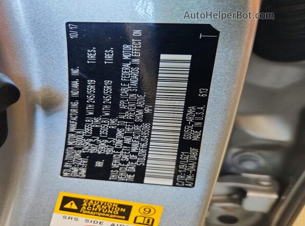 5TDJZRFH6JS495086 2018 TOYOTA HIGHLANDER Silver Widok naklejki z numerem VIN