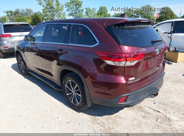 5TDJZRFH7KS986946 2019 TOYOTA HIGHLANDER Burgundy Հետևի ձախ