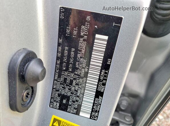 5TDJZRFH8HS382489 2017 TOYOTA HIGHLANDER Silver Vista interior de 360 grados