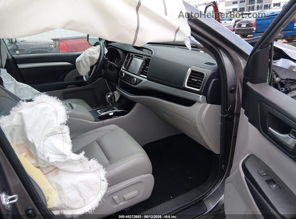 5TDJZRFH8JS523194 2018 TOYOTA HIGHLANDER Gray წინა სალონის ხედი