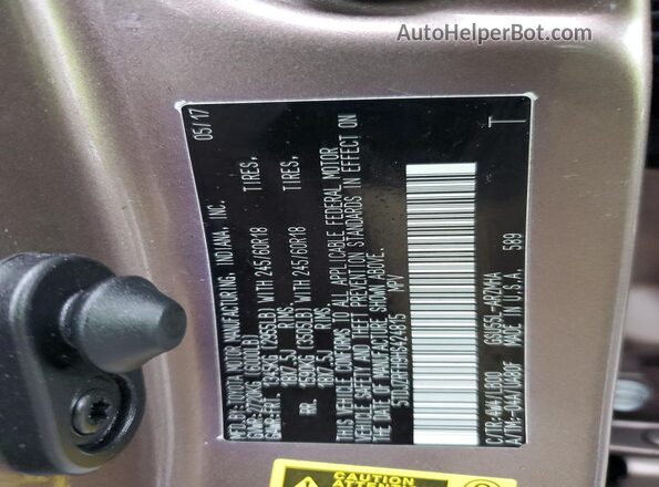 5TDJZRFH9HS424815 2017 TOYOTA HIGHLANDER Brown VIN կոդի պիտակի տեսք