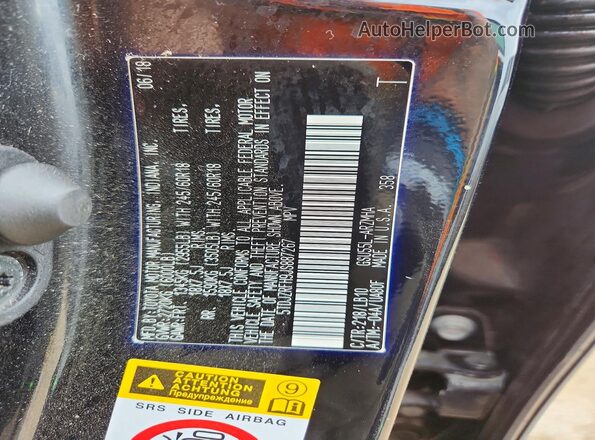 5TDJZRFH9JS887267 2018 TOYOTA HIGHLANDER Black Vista de la etiqueta del VIN