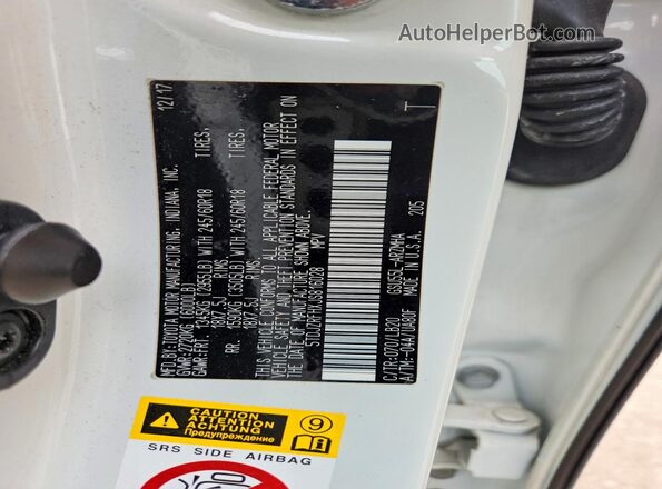 5TDJZRFHXJS816028 2018 TOYOTA HIGHLANDER White Вид наклейки з VIN-кодом