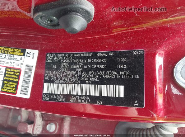 5TDKDRAH3PS023429 2023 TOYOTA HIGHLANDER Red Widok komory silnika