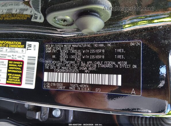 5TDKDRBH3RS558505 2024 TOYOTA HIGHLANDER Black ძრავის განყოფილების ხედი