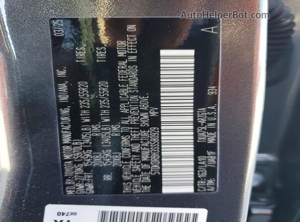 5TDKDRBH3SS580929 2025 TOYOTA HIGHLANDER Gray Vista de la etiqueta del VIN