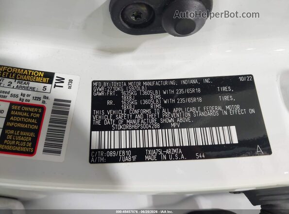 5TDKDRBH6PS004288 2023 TOYOTA HIGHLANDER White Engine compartment view