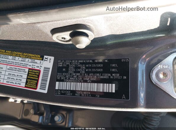 5TDKDRBH9SS576710 2025 TOYOTA HIGHLANDER Серый Вид подкапотного пространства