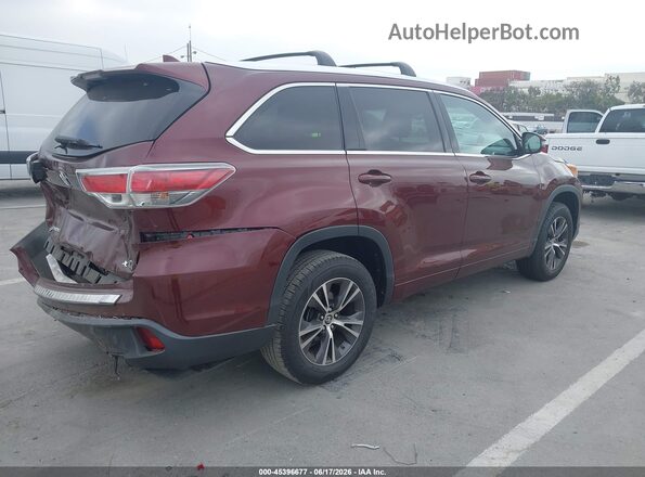 5TDKKRFH1GS163154 2016 TOYOTA HIGHLANDER Бордовый Задняя правая четверть