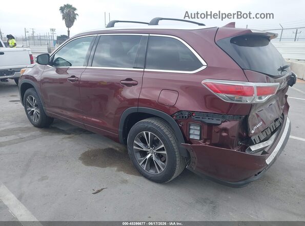 5TDKKRFH1GS163154 2016 TOYOTA HIGHLANDER Бордовый Задняя левая четверть