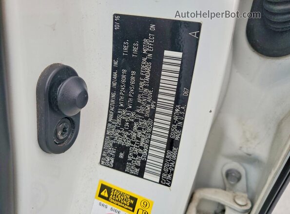5TDKKRFH7GS185207 2016 TOYOTA HIGHLANDER White VIN sticker view