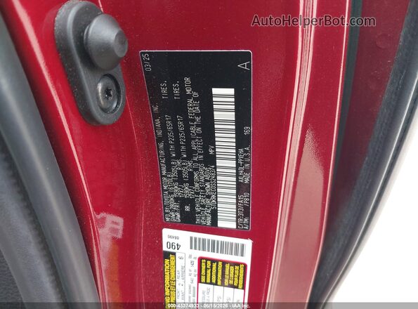 5TDKRKEC0SS248374 2025 TOYOTA SIENNA Red Вид підкапотного простору