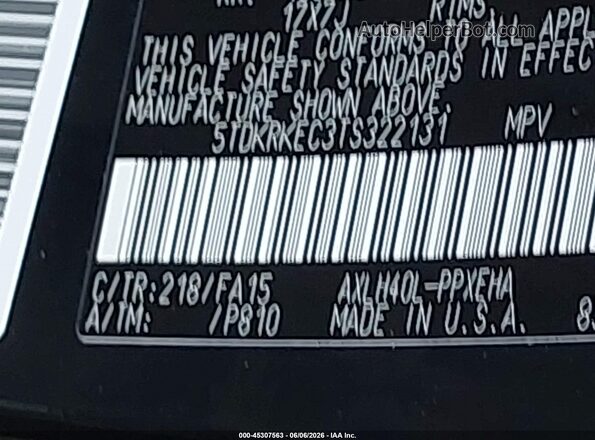 5TDKRKEC3TS322131 2026 TOYOTA SIENNA Black Vista del compartimento del motor
