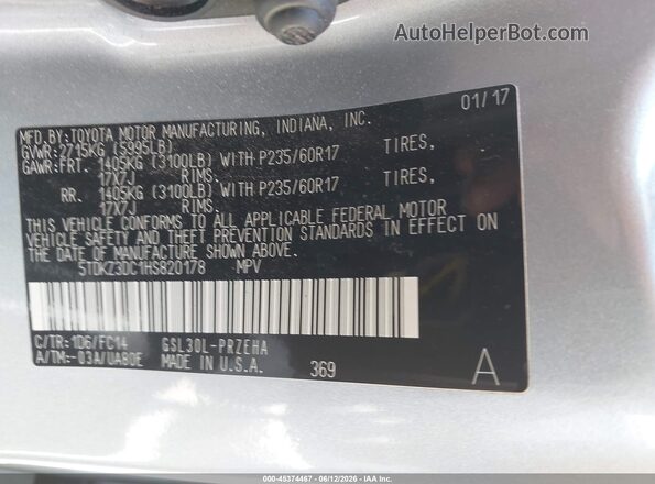 5TDKZ3DC1HS820178 2017 TOYOTA SIENNA Silver Engine compartment view